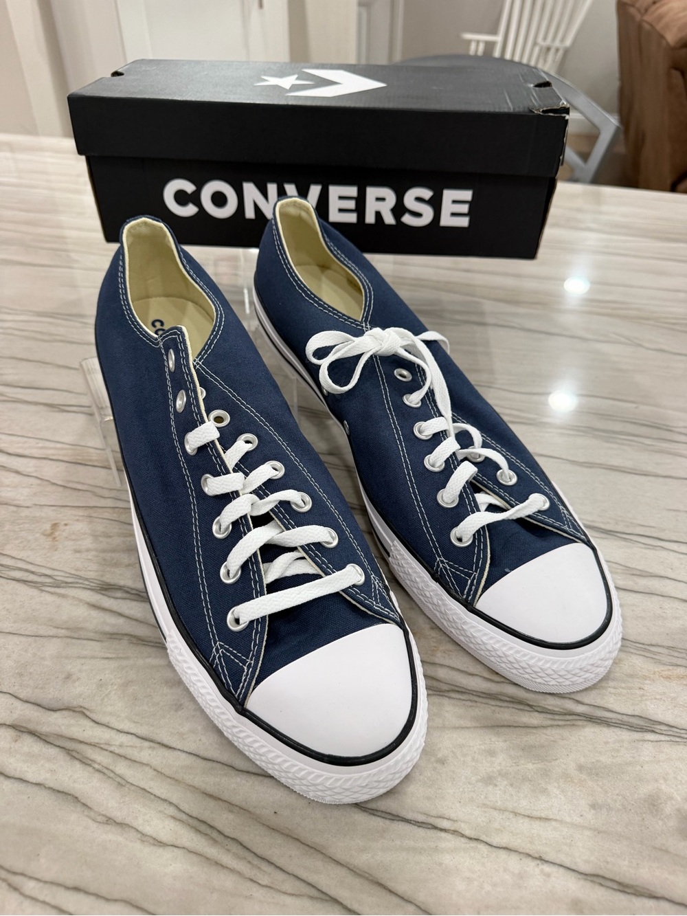 Converse Navy and White Low-Top Canvas Sneakers